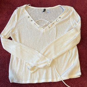 White knitted long sleeve